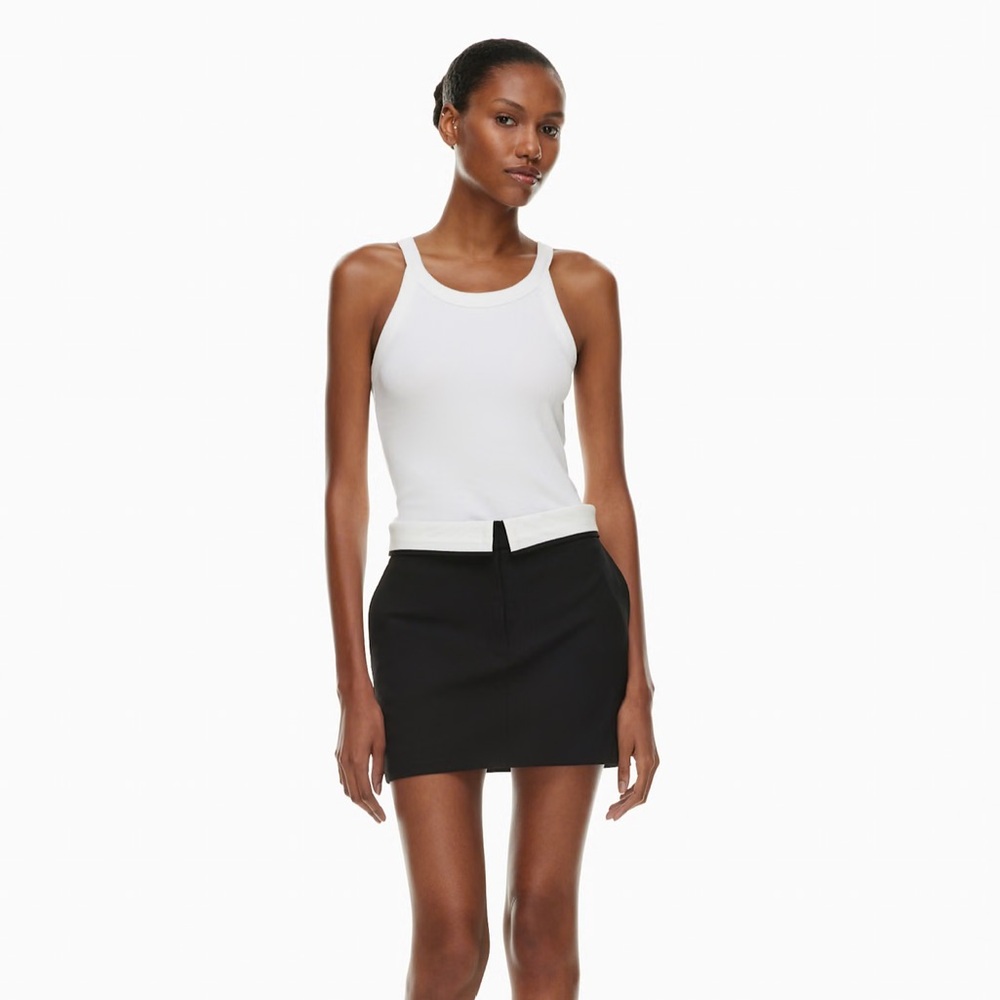 Babaton bureau fold over wool blend mini pencil skirt size 10